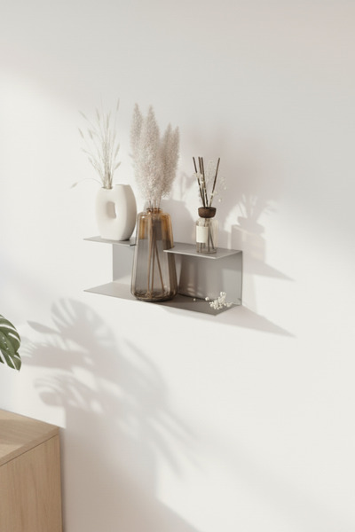 Grandmix Metal Duvar Rafı - Modern Dekoratif Biblo Çiçek Standı Banyo ve Salo...