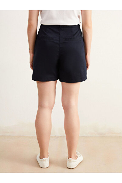 LC Waikiki Navy Blue Petite Standard Fit Gabardine Women's Shorts