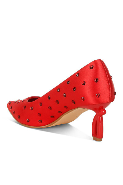 london Rag Women Heart-Shaped Rhinestones Pumps in Red
