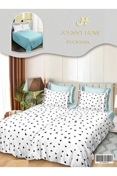 FIONNA.RO Lenjerie Din Bumbac Satinat 7 Piese Cu 2 Cearceafuri Pilota - Triun...