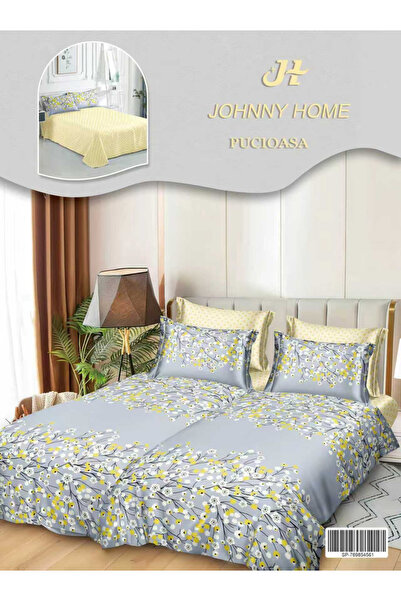 FIONNA.RO Lenjerie Din Bumbac Satinat 7 Piese Cu 2 Cearceafuri Pilota - Flori...