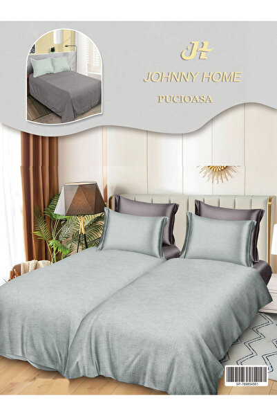 FIONNA.RO Lenjerie Din Bumbac Satinat 7 Piese Cu 2 Cearceafuri Pilota - Gri