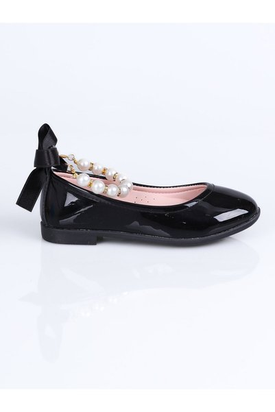 Sibel K.103 Ballerina Ballet Shoes with Ankle Pearls F.-Black - 36