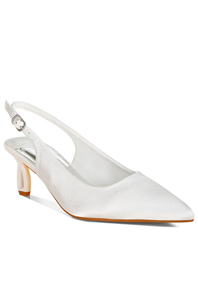 london Rag Women Satin Pointed Toe Slingbacks in White