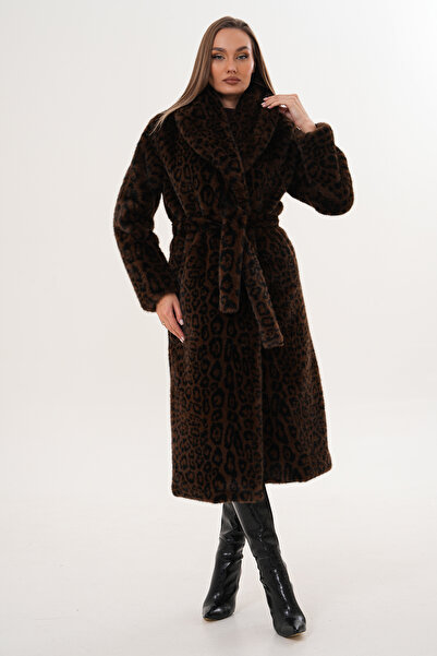 NAVY Full Length Mink Leopard Coat