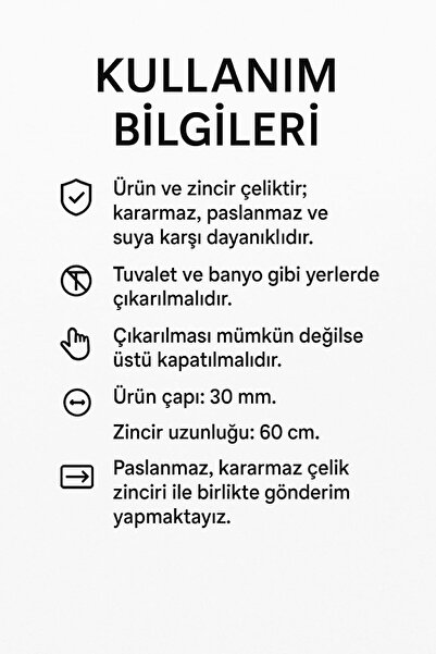 TAKI DERYASI Silver Color Nal-I Şerif and Hakkani Seal Written Steel Necklace Non-Tarnish Stainless Chain