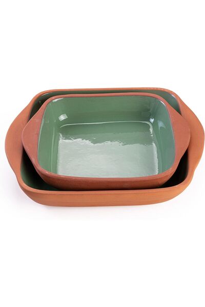 Generic Luxiol Terracotta Rectangular Oven Tray - Colored Set of 2