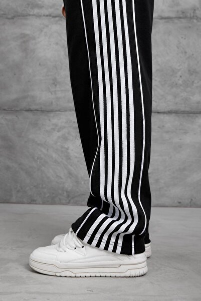 NOMARC Black Striped Baggy Trackpants