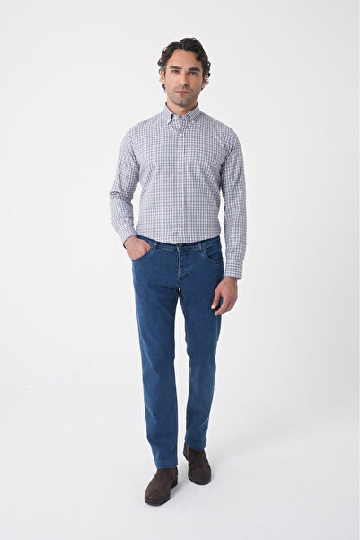 Bisse Erkek 5 Cepli Yıkamalı Jean Denim Pantolon Açık Lacivert