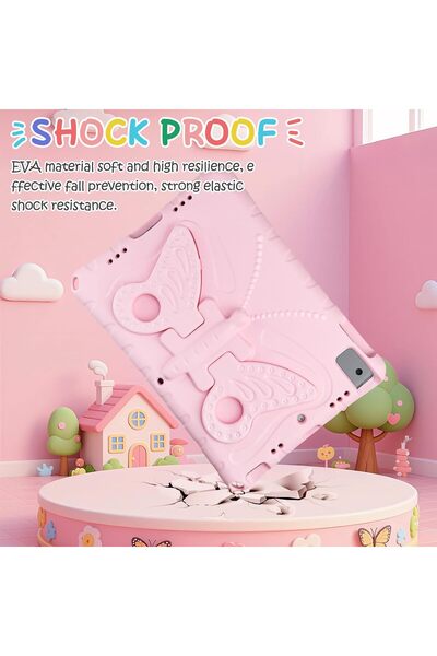Coolden iPad 7–9 Gen 10.2″ (2019‑2021) kids case, pink, shockproof, butterfly stand and strap
