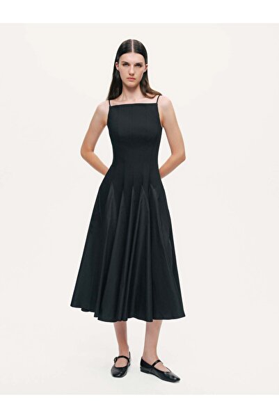 Nocturne Tafta Detaylı Midi Elbise