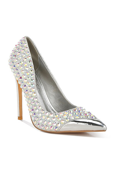 london Rag Women Diamante Embellished Stiletto Pumps in Silver