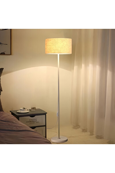 YESMAX Floor Lamp with Fabric Shade, Tall Lamps for Living Room, Bedroom, Office, Dining Room (White)