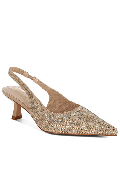 london Rag Women Flyknit Rhinestone Slingback Sandals in Beige