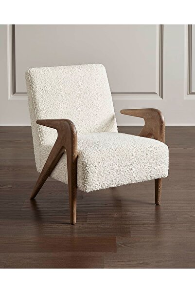 homejoyz Off-White Chair – Bouclé Fabric – Beech & Swedish Wood Frame – 72x75x93 cm