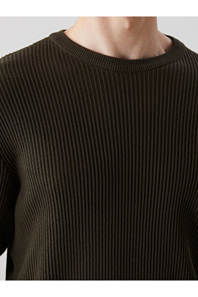 LC Waikiki Lcw Vision Khaki Crew Neck Long Sleeve Men's Knitwear Sweater