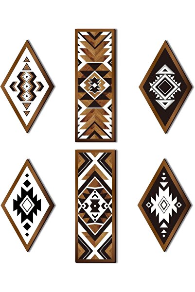 Tatuo لوحات جدارية خشبية ريفية من جنوب غرب أمريكا - مجموعة من 6 قطع بإطار بوه...