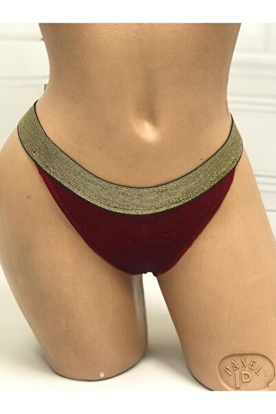 MadyaButik New Year, Christmas Gift Women's Red Velvet Thong String Model