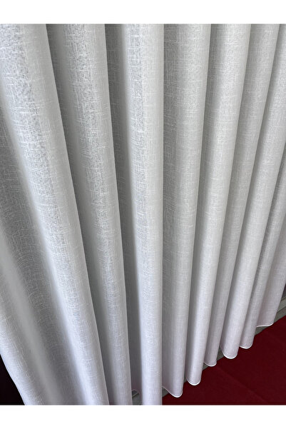 PERDEYERİ Perdele din tul din in natural original 1/3 cu pliuri frecate alb c...