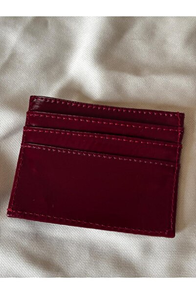 bijoux uniques Shiny Leather Burgundy Women's Card Holder Wallet