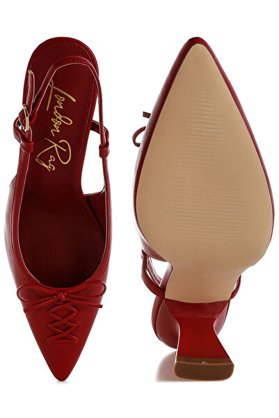 london Rag Women Kitten Heel Pointy Slingbacks in Red