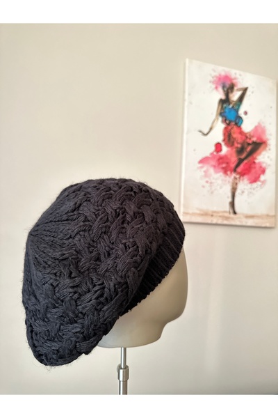 Amor Center Ressam Model Braided Soft Knitwear Winter Beanie 2-Pack Black-White