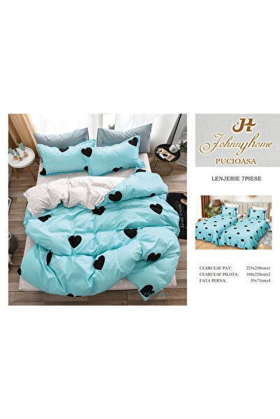 FIONNA.RO Lenjerie Din Bumbac Satinat 7 Piese Cu 2 Cearceafuri Pilota - Albas...