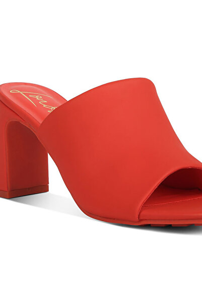 london Rag Women Slip-On Mid Heel Sandals in Orange