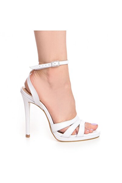 Vanilla Days Electra Leather Stilettos, White, Thin Heel
