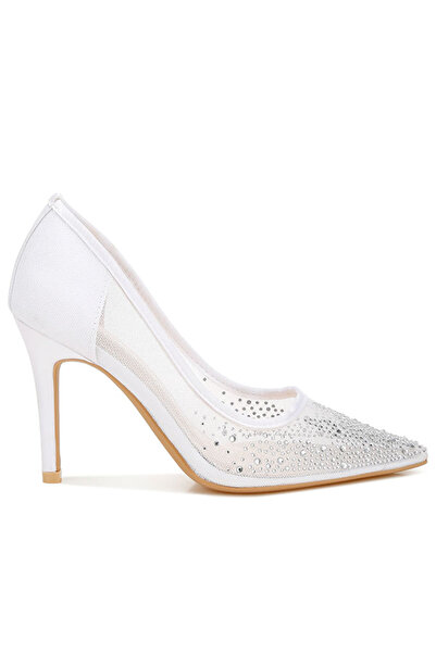 london Rag Women Mesh Rhinestone Stiletto Pump in White