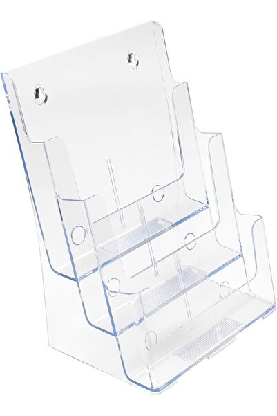 Deflecto حامل عرض جداري/منضدي شفاف من الأكريليك بثلاثة أرفف، مقاس A4