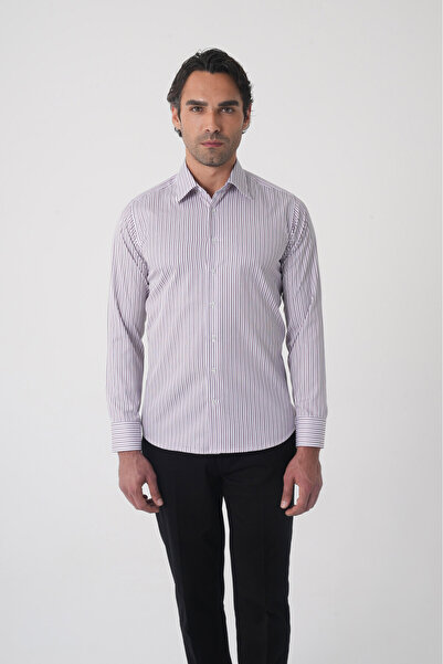 Bisse Regular Fit Long Sleeve Cotton Men's Burgundy Shirt