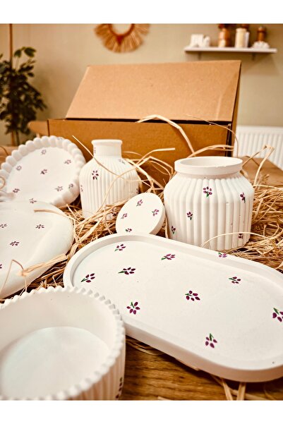 Defne Sunumluk tabak,vazo, mum detaylı obje