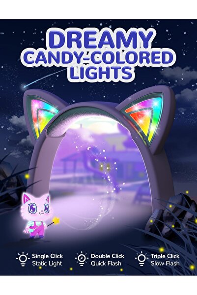 iClever Kids Headphones, LED Light Up Cat Ear, 85 dBA Safe Volume, Foldable Wired On-Ear Headphones
