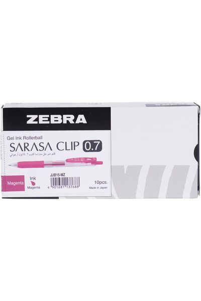 Zebra قلم جل ساراسا مع مشبك، عبوة من 10 قطع، رأس 0.7 مم، أرجواني