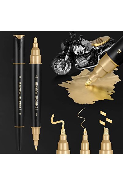 Generic Metallic Liquid Gold Paint Pens - Pack of 2 (Dual-Ended Chrome Markers)