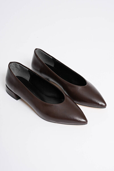 Zerenyus Etnias Premium Bitter Brown Daily Short Heeled Comfortable Ballerinas