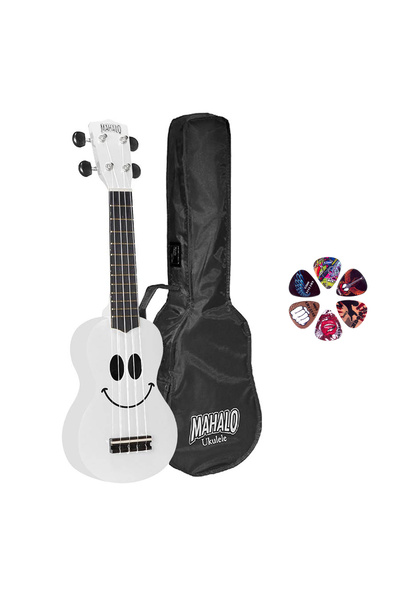 Mahalo SMILEWT – Set ukulele sopran Basic1, Smile Alb, cu husă și pene