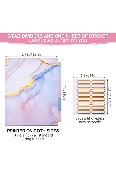 Generic Nilofi Marble Pink 1-Inch 3-Ring Binder with 5 Dividers and File Stickers