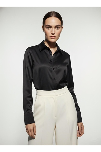 SUPER FASHION CLUB KADIN SLİM FİT BELDEN OTURAN DÜĞMELİ GÖMLEK