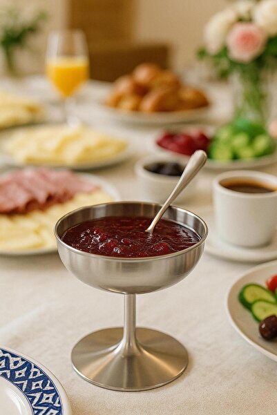 isra kristal Stainless Steel 3-Piece Footed Bowl + 1 Tray – Luxury Tray Presentation Set – Breakfast Jam Bowl