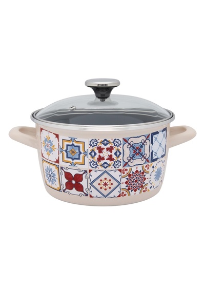 Metalac Oală de 2l cu capac de sticlă Divan Dan emailată/16cm/2l