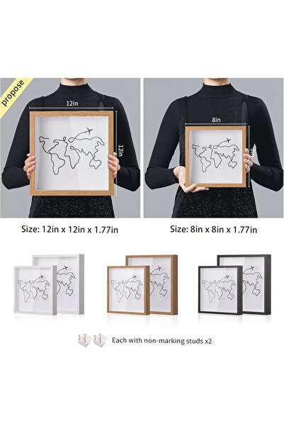 Generic MUXIUNT Travel Keepsake Shadow Box - World Map & Airplane Design, Ticket Slot, White, 30x30 cm