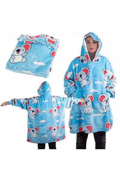 zola 2-in-1 blanket sweatshirt with hood and pocket, koala bears, universal size, fluffy, 80x80 cm