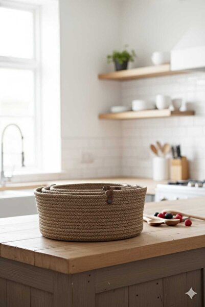 Dosade Decorative Jute Wicker Basket | Multi-Purpose Organizer | Bathroom, Kitchen and Bedroom Organizer