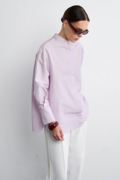 Zeyyen AKORDİYON POPLİN GÖMLEK LİLA