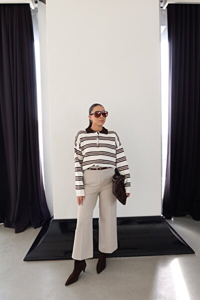 Özge Özgenç Wide Fit Belted Fabric Trousers