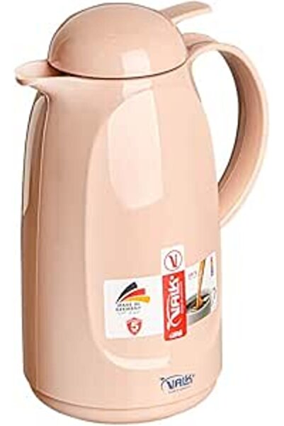 Falk ترمس سعة 1 لتر، بنكهة الموكا، بغطاء ضغط، مصنوع من البلاستيك والزجاج