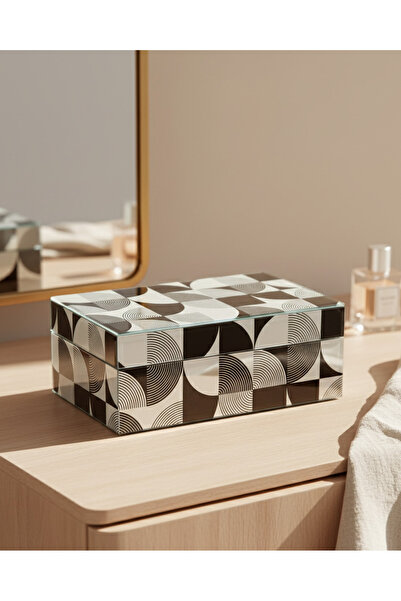 REDTAG صندوق مجوهرات أحادي اللون باللونين الأبيض والأسود