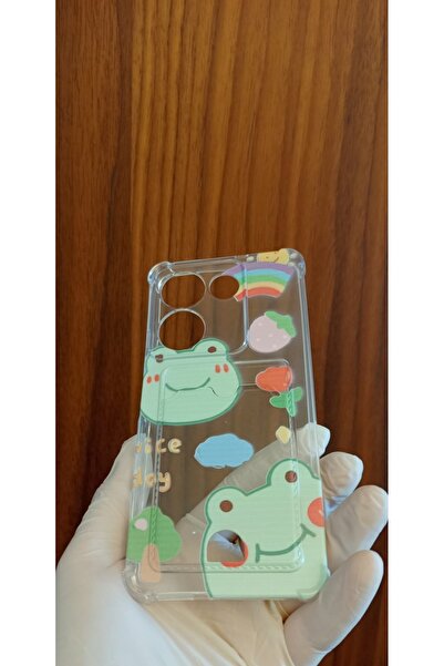 Newon Tecno Camon 20/20 Pro Cute Frog Printed Silicone Phone Case with Transparent Card Holder Cover